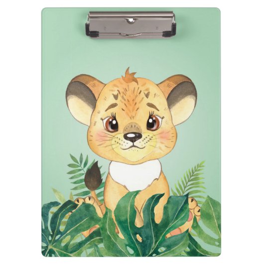 Lion Baby Lion und Leaf Klemmbrett (Vorderseite)