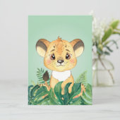 Lion Baby Lion und Leaf Save The Date (Stehend Vorderseite)