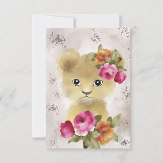 Lion Baby Lion Watercolor Dankeskarte (Vorderseite)
