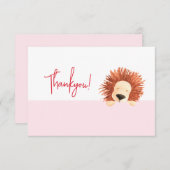 Lion Baby Pink 1. Geburtstag Dankeskarte (Vorne/Hinten)