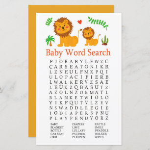 Lion Baby Shooter Word Search Game