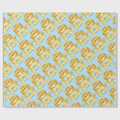Lion Baby Shower Blue Geschenkpapier (Flach)