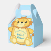 Lion Baby Shower Blue Geschenkschachtel (Rückseite)
