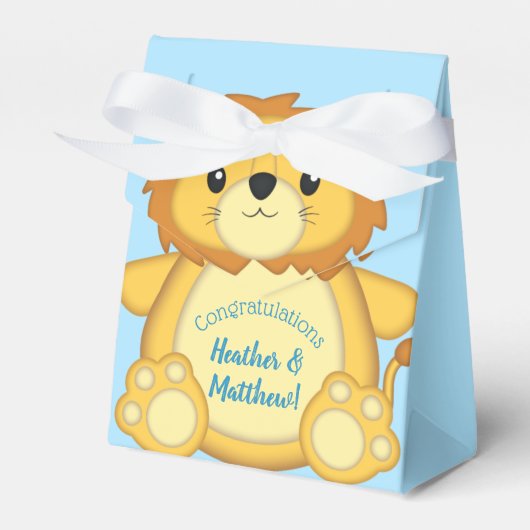 Lion Baby Shower Blue Geschenkschachtel (Vorderseite)