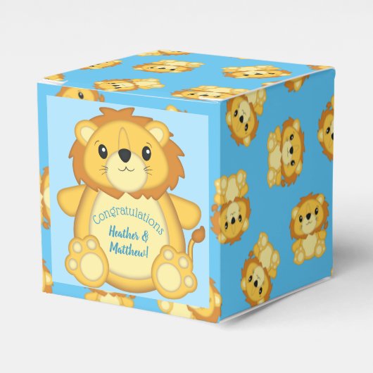 Lion Baby Shower Blue Geschenkschachtel (Vorderseite)