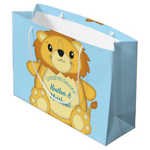 Lion Baby Shower Blue Große Geschenktüte