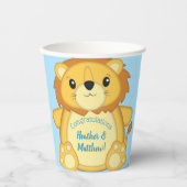 Lion Baby Shower Blue Pappbecher (Vorderseite)