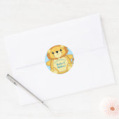 Lion Baby Shower Blue Runder Aufkleber (Umschlag)