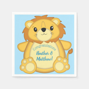 Lion Baby Shower Blue Serviette