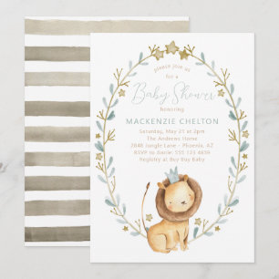 Lion Baby Shower Einladung - Jungle Animal Theme