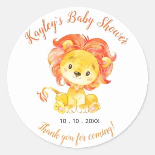 Lion Baby Shower Favor Sticker (Vorderseite)