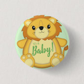 Lion Baby Shower Green Button (Vorderseite)