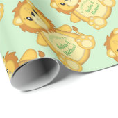Lion Baby Shower Green Geschenkpapier (Rolleneckpunkt)