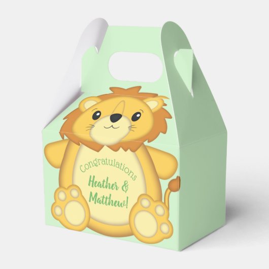 Lion Baby Shower Green Geschenkschachtel (Vorderseite)