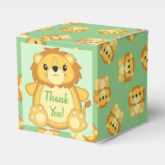 Lion Baby Shower Green Geschenkschachtel (Vorderseite)