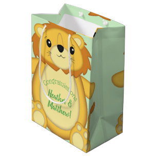 Lion Baby Shower Green Mittlere Geschenktüte