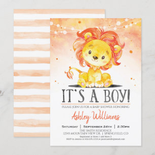 Lion Baby Shower Orange Boy Einladung