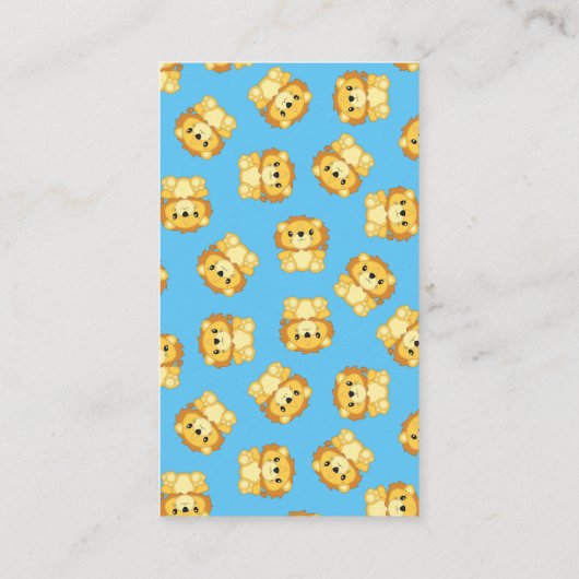 Lion Baby Shower Zoo Circus Blue Boy Begleitkarte (Rückseite)