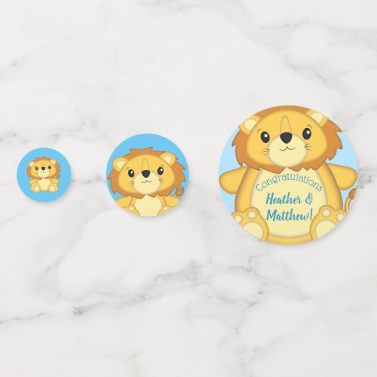 Lion Baby Shower Zoo Circus Blue Boy Konfetti (Vorderseiten)