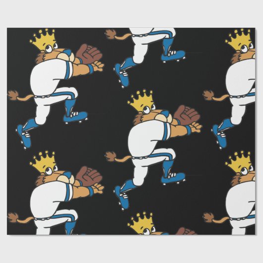 Lion Baseball Player Wrapping Paper Geschenkpapier (Flach)
