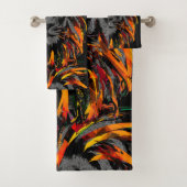 Lion Bath Handtuch | Orange Lion Head Illustration Badhandtuch Set (Insitu)