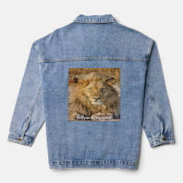 Lion Be Brave & Courageous Denim Blue Jean Jacket Jeansjacke