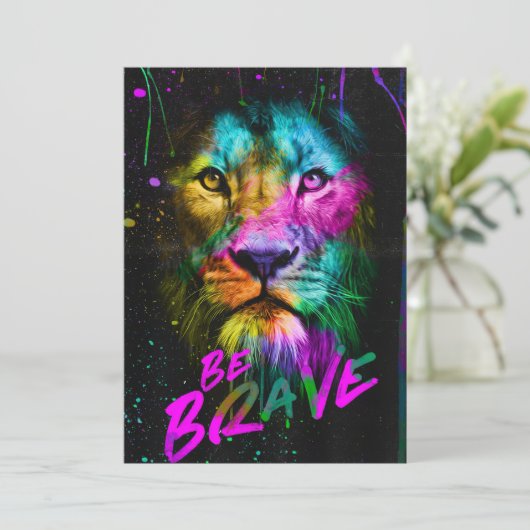 Lion Be Brave Dankeskarte (Stehend Vorderseite)