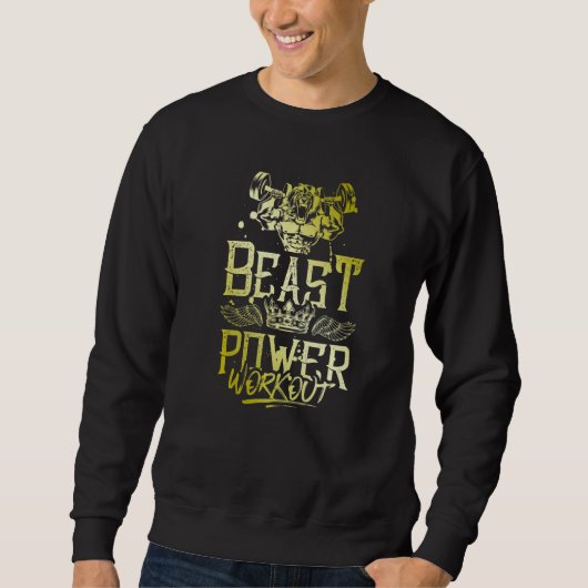 Lion Beast Workout Gym Fitness Weightlifting Bodyb Sweatshirt (Vorderseite)