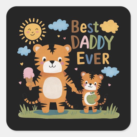 Lion Best Daddy Ever Quadratischer Aufkleber (Vorderseite)