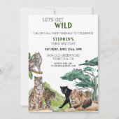 Lion Big Cats Jungle Safari Wild Geburtstag Einladung (Vorderseite)