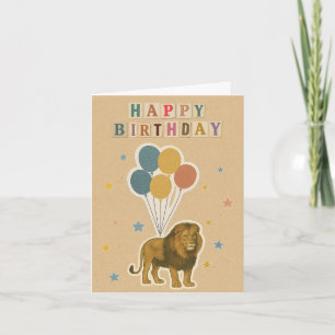 Lion Birthday Card - Jungle Animal Design Karte