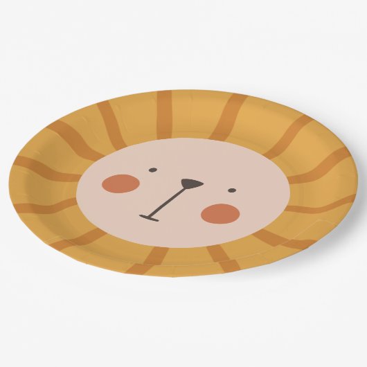 Lion Birthday Kids Wall Pappteller (Schrägansicht)