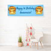 Lion Birthday Party Blue Banner (Insitu)