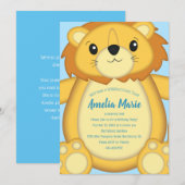 Lion Birthday Party Blue Einladung (Vorne/Hinten)