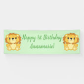 Lion Birthday Party Green Banner (Horizontal)