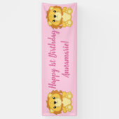 Lion Birthday Party Pink Banner (Vertikal)