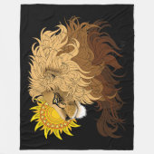 Lion Black Yellow Mandal Sun Fleecedecke (Vorderseite)