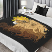 Lion Black Yellow Mandal Sun Fleecedecke