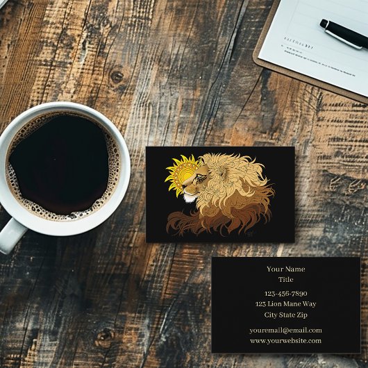 Lion black Yellow Mandal Sun Visitenkarte
