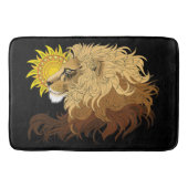 Lion Black Yellow Mandala Sun Badematte (Vorderseite)
