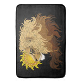Lion Black Yellow Mandala Sun Badematte (Vorderseite Vertikal)
