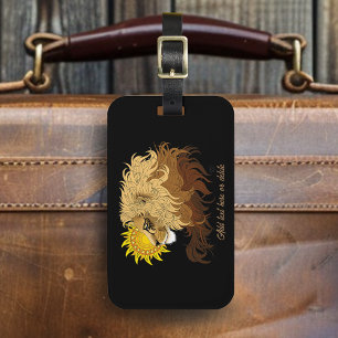 Lion Black Yellow Mandala Sun Gepäckanhänger