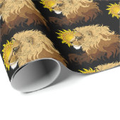Lion Black Yellow Mandala Sun Geschenkpapier (Rolleneckpunkt)