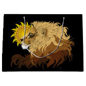 Lion Black Yellow Mandala Sun Große Geschenktüte (Vorderseite)