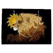 Lion Black Yellow Mandala Sun Große Geschenktüte (Rückseite)