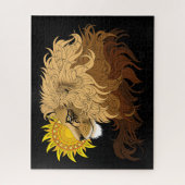 Lion Black Yellow Mandala Sun Puzzle (Vertikal)