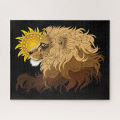 Lion Black Yellow Mandala Sun Puzzle (Horizontal)