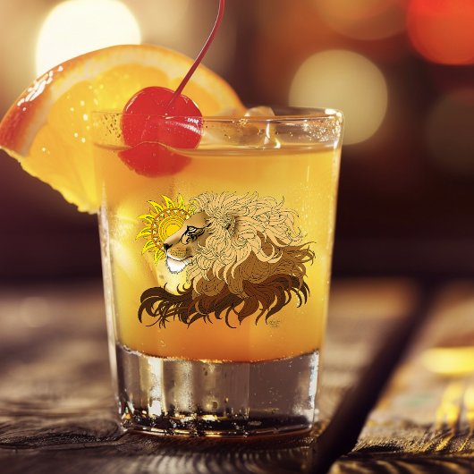 Lion Black Yellow Mandala Sun Schnapsglas
