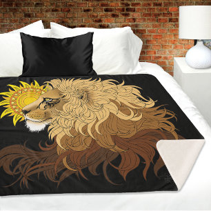 Lion Black Yellow Mandala Sun Sherpadecke