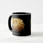 Lion Black Yellow Mandala Sun Tasse (Vorderseite Links)
